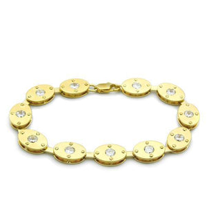 LO2018 Matte Gold & Gold Brass Bracelet with AAA Grade CZ in Clear-WildKlass Jewelry