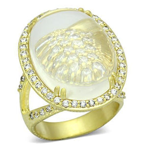 LOA837 Matte Gold Brass Ring with Synthetic in Clear-WildKlass Jewelry