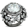 LOA874 Ruthenium Brass Ring with AAA Grade CZ in Clear-WildKlass Jewelry