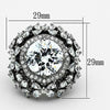 LOA874 Ruthenium Brass Ring with AAA Grade CZ in Clear-WildKlass Jewelry