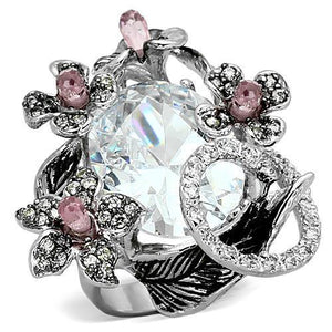 LOA877 Rhodium + Ruthenium Brass Ring with AAA Grade CZ in Multi Color-WildKlass Jewelry