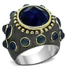 LOA880 Reverse Two-Tone Brass Ring with Synthetic in Montana-WildKlass Jewelry