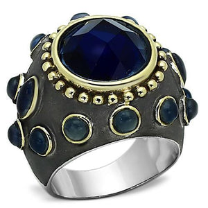 LOA880 Reverse Two-Tone Brass Ring with Synthetic in Montana-WildKlass Jewelry