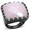LOA887 Ruthenium Brass Ring with Synthetic in Light Rose-WildKlass Jewelry