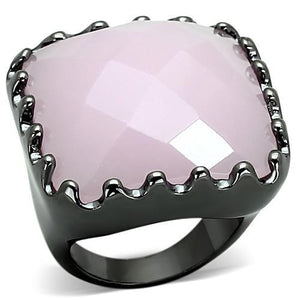 LOA887 Ruthenium Brass Ring with Synthetic in Light Rose-WildKlass Jewelry