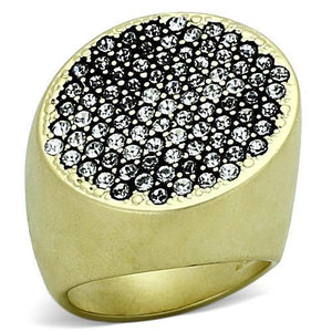 LOA889 Matte Gold Brass Ring with Top Grade Crystal in Clear-WildKlass Jewelry