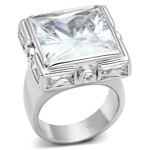 LOAS862 Rhodium 925 Sterling Silver Ring with AAA Grade CZ in Clear-WildKlass Jewelry