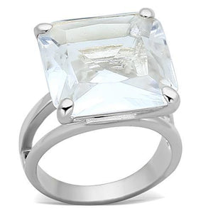 LOAS949 Silver 925 Sterling Silver Ring with Synthetic in Clear-WildKlass Jewelry