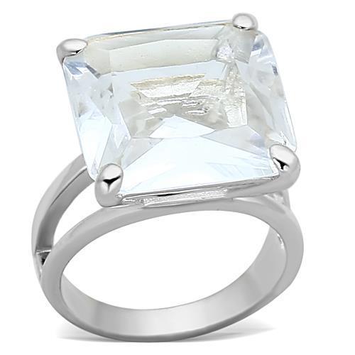 LOAS949 Silver 925 Sterling Silver Ring with Synthetic in Clear-WildKlass Jewelry