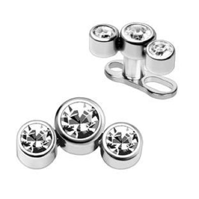 WILDKLASS 316L Stainless Steel Triple Clear CZ Dermal Top-WildKlass Jewelry