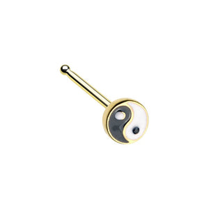 WILDKLASS Golden Enamel Yin Yang Nose Stud Ring-WildKlass Jewelry