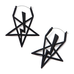 20g Black PVD Plated High Priest Sigil with Steel WildKlass Plug Hoops-WildKlass Jewelry