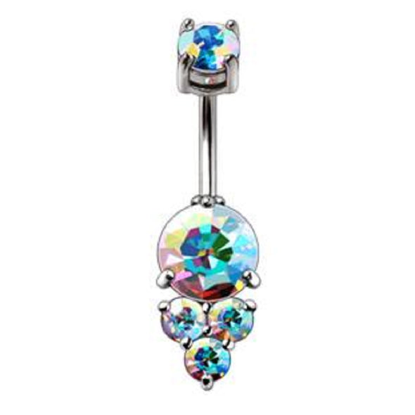 WILDKLASS 316L Stainless Steel Enchanted Aurora Borealis Navel Rings-WildKlass Jewelry