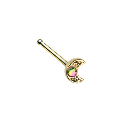 WILDKLASS Golden Treasure Celtic Moon Nose Stud Ring-WildKlass Jewelry