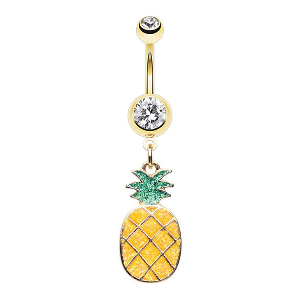 WILDKLASS Golden Summer Pineapple Belly Button Ring-WildKlass Jewelry
