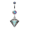 Urban Iridescent Diamond 316L Surgical Steel Belly Button Ring-WildKlass Jewelry