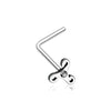 Trinity Icon Sparkle L-Shaped Nose Ring 316L Surgical Steel-WildKlass Jewelry
