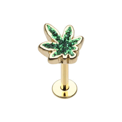 Golden Sparkle Cannabis Steel WildKlass Labret-WildKlass Jewelry