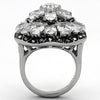 TK1016 High polished (no plating) Stainless Steel Ring with AAA Grade CZ in Clear-WildKlass Jewelry
