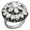 TK1016 High polished (no plating) Stainless Steel Ring with AAA Grade CZ in Clear-WildKlass Jewelry
