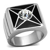 TK1049 High polished (no plating) Stainless Steel Ring with Top Grade Crystal in Clear-WildKlass Jewelry