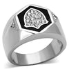 TK1069 High polished (no plating) Stainless Steel Ring with Top Grade Crystal in Clear-WildKlass Jewelry