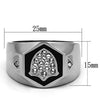 TK1069 High polished (no plating) Stainless Steel Ring with Top Grade Crystal in Clear-WildKlass Jewelry
