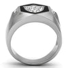 TK1069 High polished (no plating) Stainless Steel Ring with Top Grade Crystal in Clear-WildKlass Jewelry