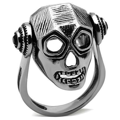 TK1115 High polished (no plating) Stainless Steel Ring with Top Grade Crystal in Jet-WildKlass Jewelry
