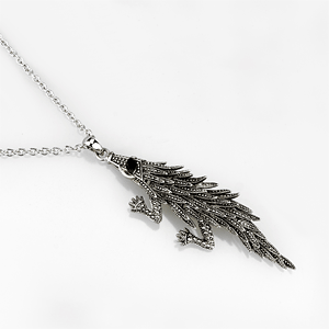 TK1124 High polished (no plating) Stainless Steel Pendant with Top Grade Crystal in Jet