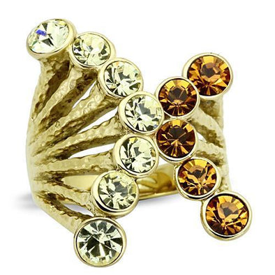 TK1291 IP Gold(Ion Plating) Stainless Steel Ring with Top Grade Crystal in Multi Color-WildKlass Jewelry