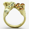 TK1291 IP Gold(Ion Plating) Stainless Steel Ring with Top Grade Crystal in Multi Color-WildKlass Jewelry