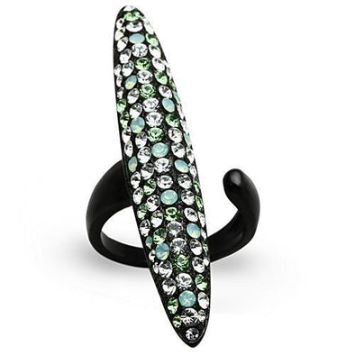 TK1365 IP Black(Ion Plating) Stainless Steel Ring with Top Grade Crystal in Multi Color-WildKlass Jewelry