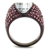TK1692DC IP Dark Brown (IP coffee) Stainless Steel Ring with AAA Grade CZ in Clear-WildKlass Jewelry