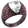 TK1692DC IP Dark Brown (IP coffee) Stainless Steel Ring with AAA Grade CZ in Clear-WildKlass Jewelry