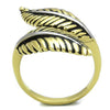 TK1707 Two-Tone IP Gold (Ion Plating) Stainless Steel Ring with Epoxy in Jet-WildKlass Jewelry
