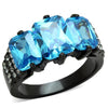 TK1866 IP Black(Ion Plating) Stainless Steel Ring with AAA Grade CZ in Sea Blue-WildKlass Jewelry
