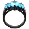TK1866 IP Black(Ion Plating) Stainless Steel Ring with AAA Grade CZ in Sea Blue-WildKlass Jewelry