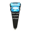 TK1866 IP Black(Ion Plating) Stainless Steel Ring with AAA Grade CZ in Sea Blue-WildKlass Jewelry