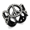 TK2194 IP Black(Ion Plating) Stainless Steel Ring with Top Grade Crystal in Clear-WildKlass Jewelry