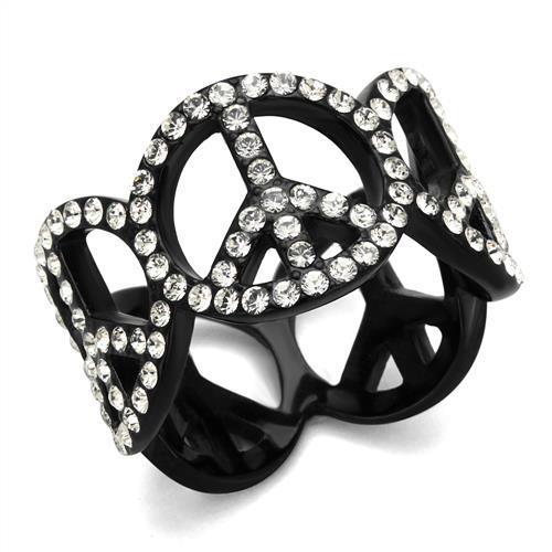 TK2194 IP Black(Ion Plating) Stainless Steel Ring with Top Grade Crystal in Clear-WildKlass Jewelry