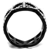 TK2194 IP Black(Ion Plating) Stainless Steel Ring with Top Grade Crystal in Clear-WildKlass Jewelry