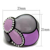 TK2215 IP Black(Ion Plating) Stainless Steel Ring with Top Grade Crystal in Clear-WildKlass Jewelry