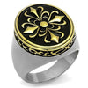 TK2241 Two-Tone IP Gold (Ion Plating) Stainless Steel Ring with Epoxy in Jet-WildKlass Jewelry