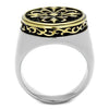 TK2241 Two-Tone IP Gold (Ion Plating) Stainless Steel Ring with Epoxy in Jet-WildKlass Jewelry