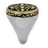 TK2241 Two-Tone IP Gold (Ion Plating) Stainless Steel Ring with Epoxy in Jet-WildKlass Jewelry