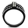TK2354 IP Black(Ion Plating) Stainless Steel Ring with Top Grade Crystal in Clear-WildKlass Jewelry