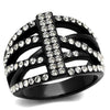 TK2354 IP Black(Ion Plating) Stainless Steel Ring with Top Grade Crystal in Clear-WildKlass Jewelry
