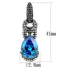 TK2708 IP Light Black (IP Gun) Stainless Steel Earrings with AAA Grade CZ in Sea Blue-WildKlass Jewelry