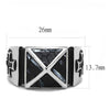 TK3075 High polished (no plating) Stainless Steel Ring with Leather in Jet-WildKlass Jewelry